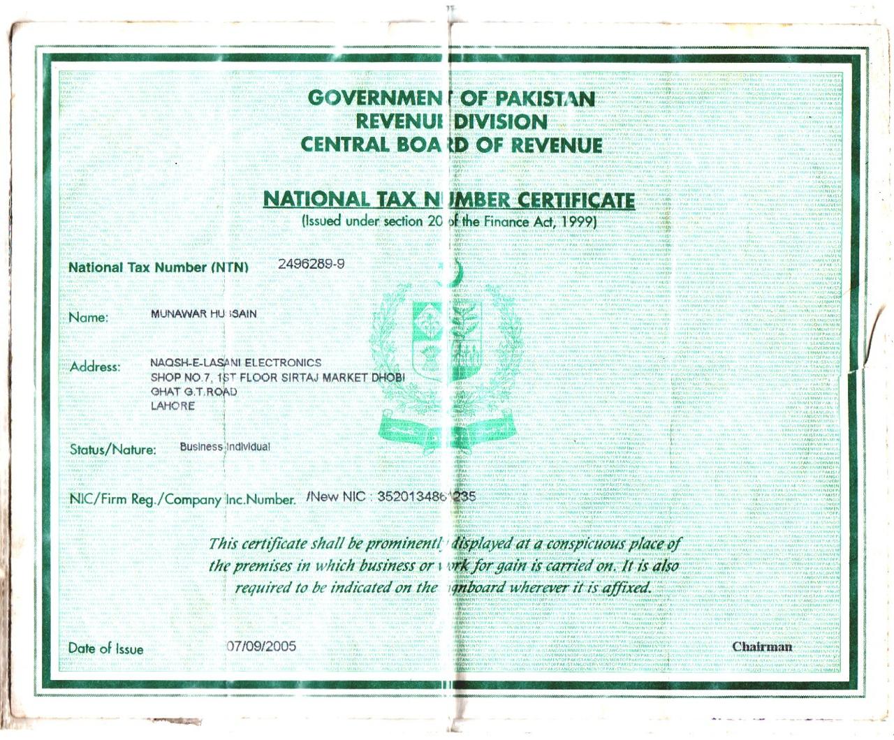 Government of Pakistan, Central Board of Revenue