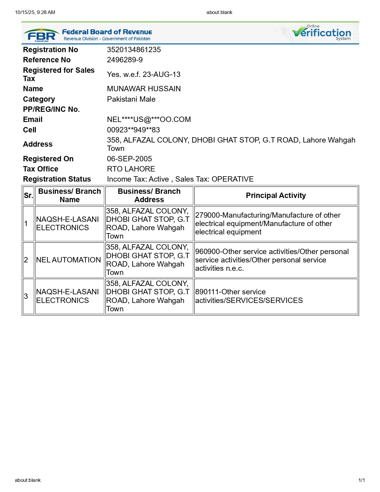 Federal Board of Revenue (FBR)